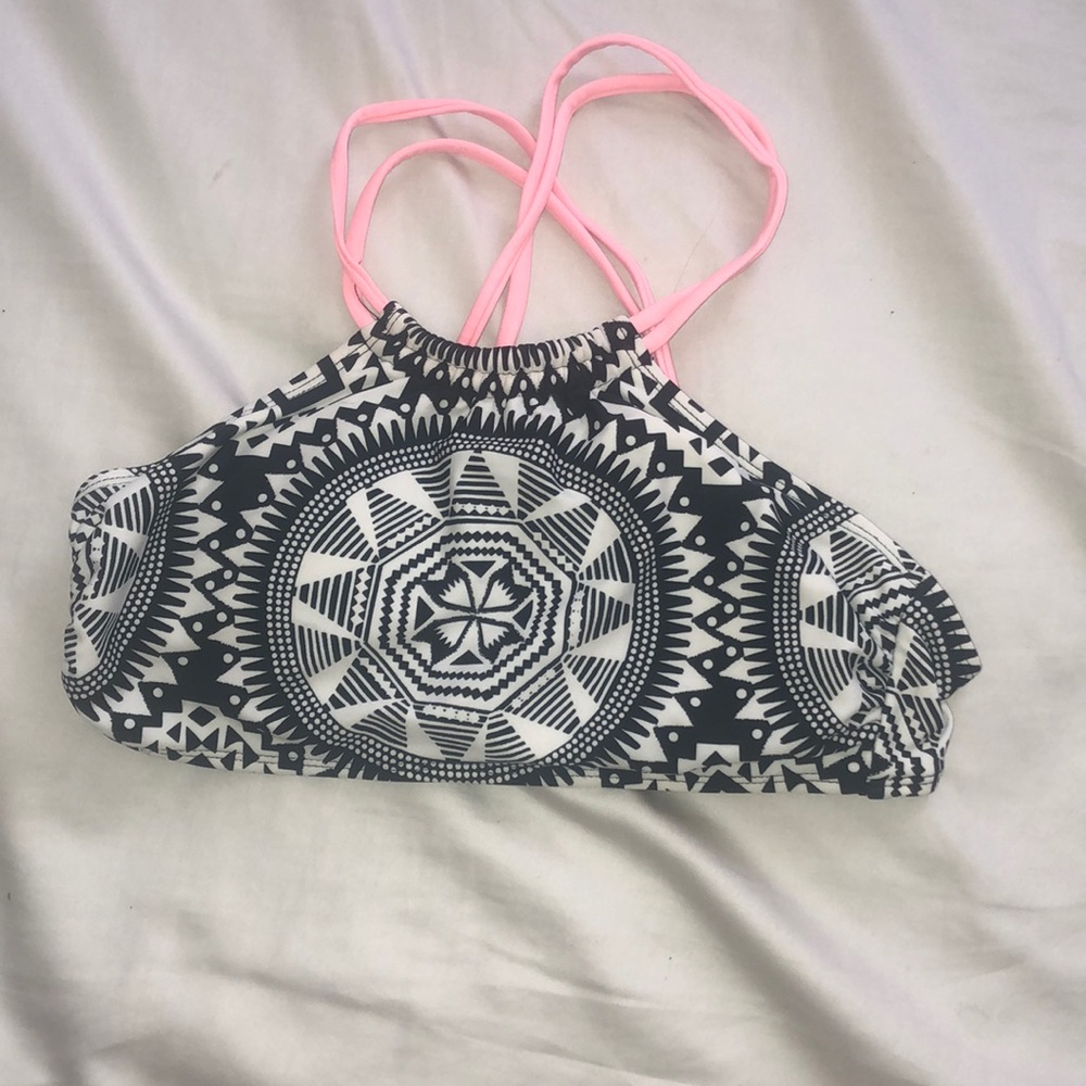 pink and black bikini